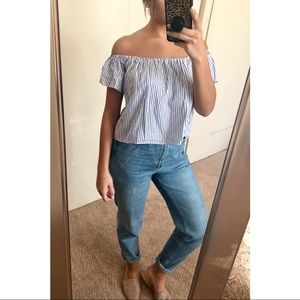 Off the shoulder striped top